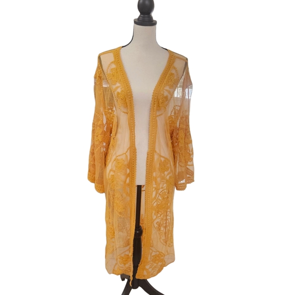 Do Everything in Love Yellow Lace Swim Coverup